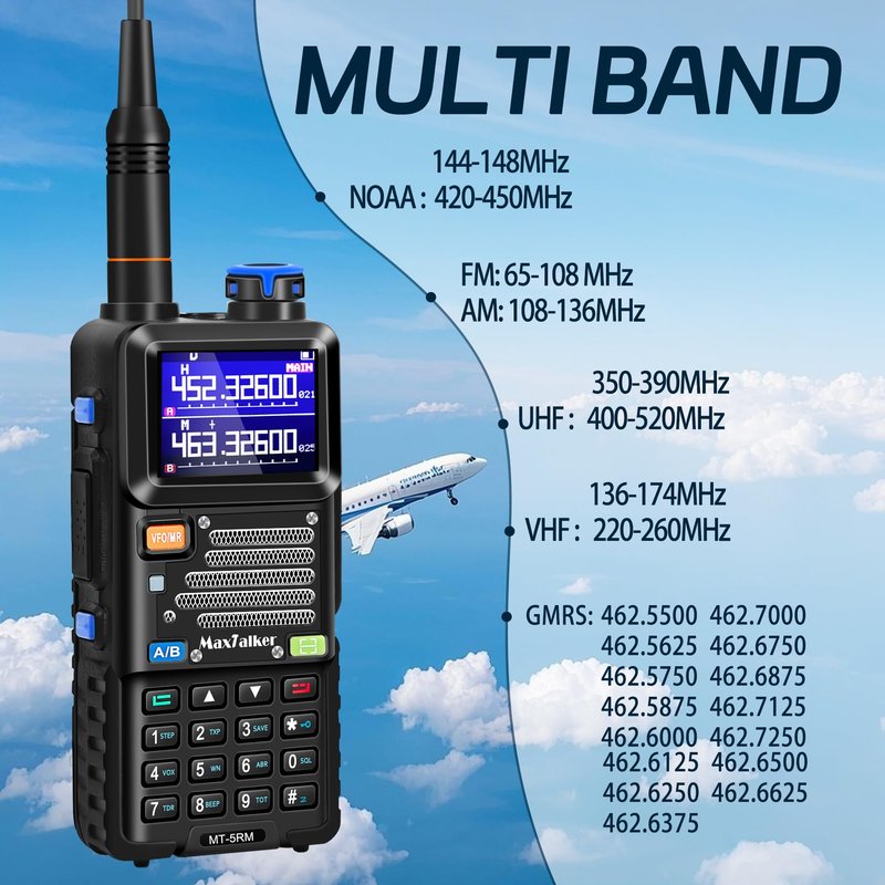 5RM Ham Radio Handheld 10W: Ham Rasios Long Range with NOAA Weather Receiver, Upgraded Antenna, Speaker Mic, Programming Cable, 2500mAh Battery Type-C Charging for Work,Camping,Hunting Essential 2Pack