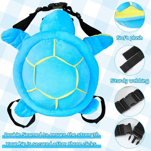 Junkin 3 Pcs Turtle Butt Pads for Snowboarding Ski Protective Gear Set Cute Turtle 3D Hip Protectors for Skating Tortoise Cushion Padded Turtle Knee Pad for Kid Adult Skiing Roller Protection (Blue)