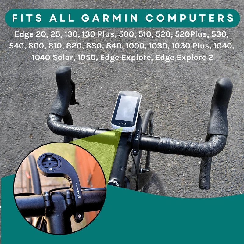 VeloChampion Out Front Bike Handlebar Mount Compatible with Garmin or Wahoo Bicycle GPS Computers. Fits Handlebar Widths 25.4-35mm