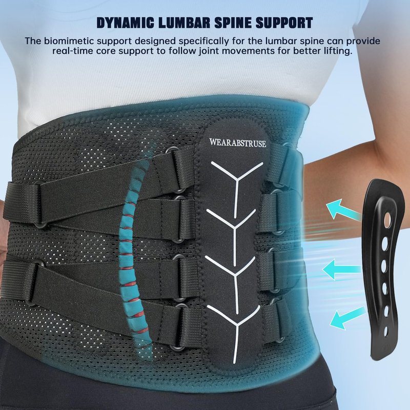 WEARABSTRUSE Back Brace for Lower Back Pain Relief, Zoned Adjustable Design for Custom Fit, Built-in Bionic Brace, Lumbar Support Belt for Men & Women with Lumbar Pad, for Herniated Disc,Sciatica