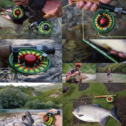 Maxcatch Fly Fishing Reel with CNC-machined Aluminum Body Avid Series Best Value - 1/3, 3/4, 5/6, 7/8, 9/10 Weights (Green Reel+Line Combo, 3/4 wt)