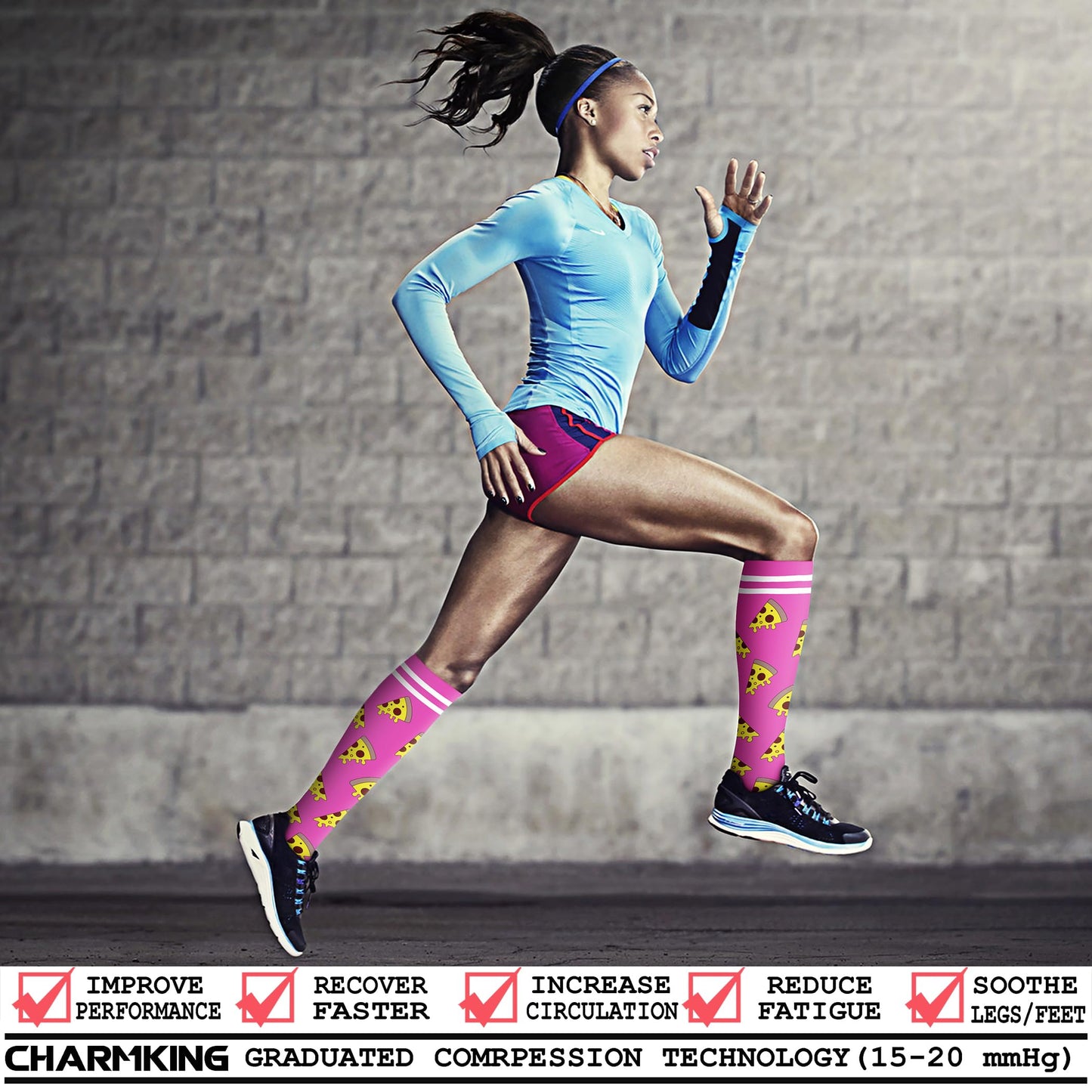 CHARMKING Compression Socks for Women & Men (8 Pairs) 15-20 mmHg Graduated Copper Support Calf Socks are Best for Pregnant, Nurses - Boost Performance, Circulation, Knee High Wide Calf(S/M, Multi 54)