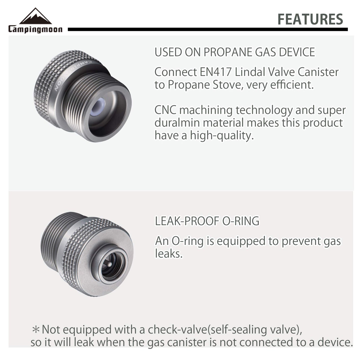 CAMPINGMOON Camping Grill Propane Gas Stove Adapter, Input: EN417 Lindal Valve Canister, Output: Propane Gas Stove Z20