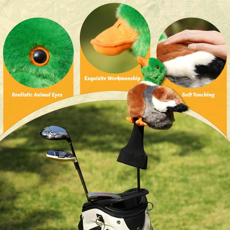 Funny Driver Headcover, Plush Golf Club Covers Long Neck, Animal Headcover, Fairway Wood Hybrid Headcover, Headcovers for Golf Clubs Fits Men and Women,Driver Headcover Animal for Present,Mallard Duck
