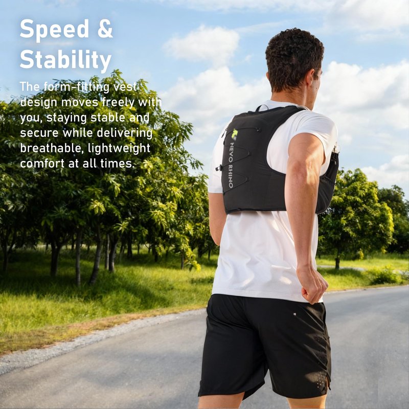 N NEVO RHINO Running Vest for Women Men, 5L Lightweight Running Hydration Vest with 2 TPU 500ml Soft Flask, Breathable Hydration Backpack for Trail Running, Hiking, Shorter Runs