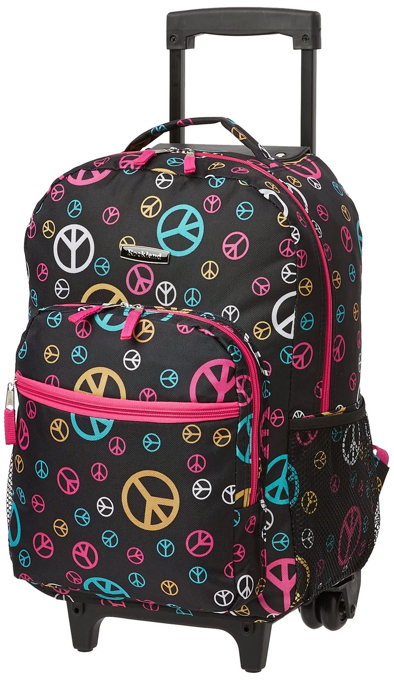 Rockland Double Handle 17" Rolling Backpack, Peace