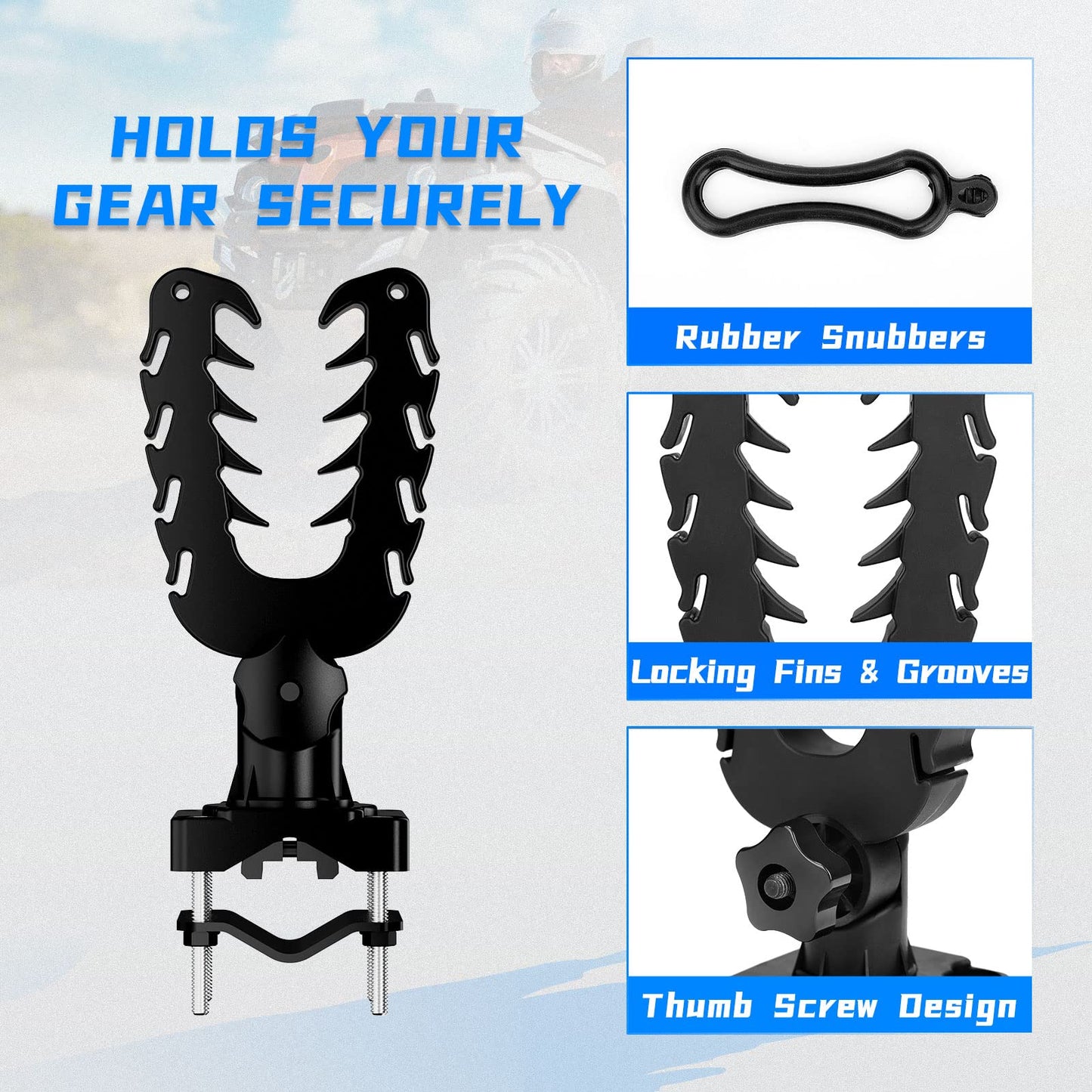 KEMIMOTO Tool Holder for ATV, Hunting Tool Mount, Bow Rack Grips with Rubber Straps Compatible with Hunting Bike Treestand Mobility Scooter