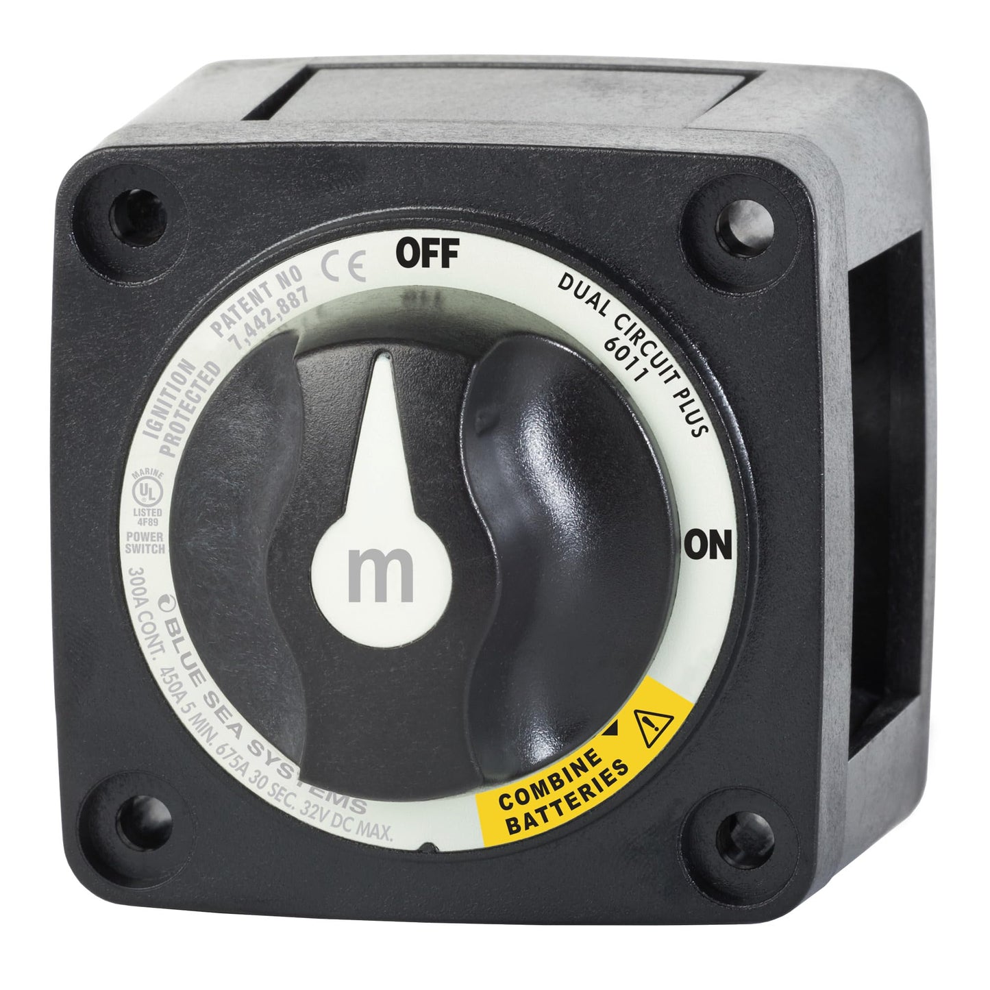 Blue Sea Systems Mini Dual Circuit Plus Battery Switch, Black, 6011200 m‑Series