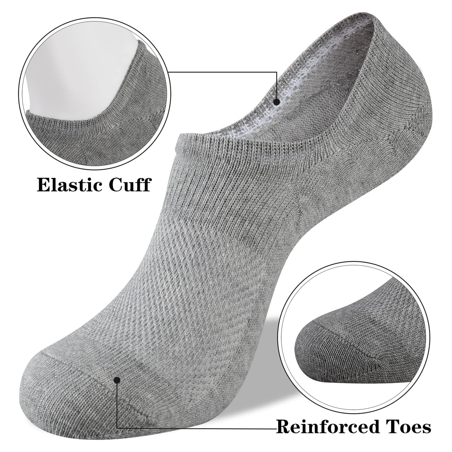 Heatuff No Show Socks Womens Cotton Low Cut Non Slip Casual Socks Invisible Flat Boat Liner Socks (6/9 Pairs)