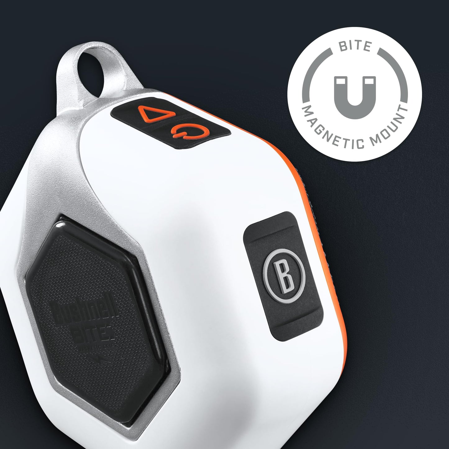 Bushnell Golf Wingman Mini GPS Speaker – Ultra Portable Bluetooth Golf Speaker with Audible Distances, Magnetic Cart Mount, Waterproof, 10Hr Battery & Carabiner, Orange
