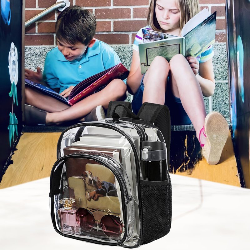 KUI WAN Clear Backpack Stadium Approved 12x12x6 Small Clear Bag for Concert,Work,Festival,Security,Stadium, Coffee