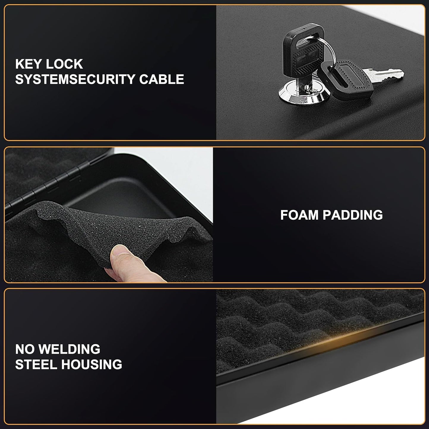 Portable Gun Safe for Pistols - Compact Handgun Lock Box with Combination & Key Lock | Large Size for Travel, Home, Car