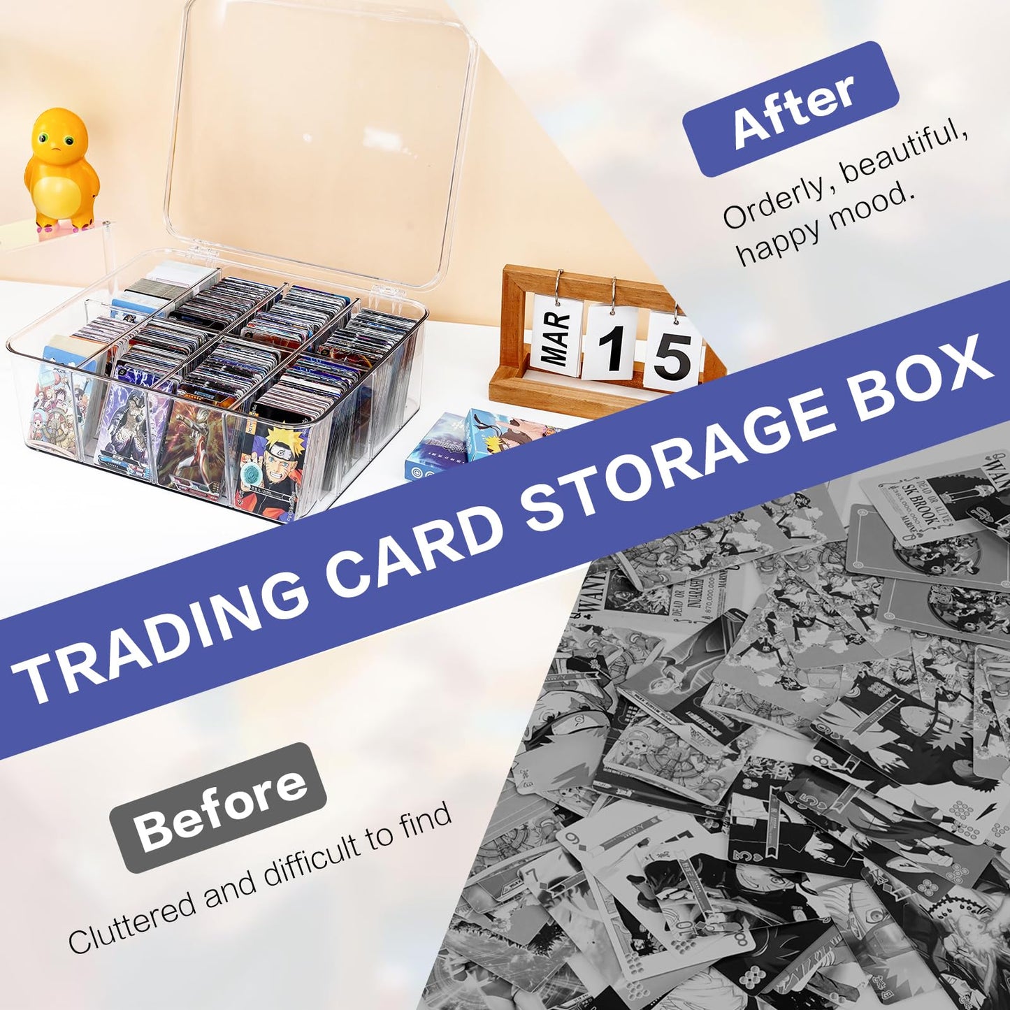 sunoyar Trading Card Storage Box, Clear Plastic, Holds 2000+ Cards
