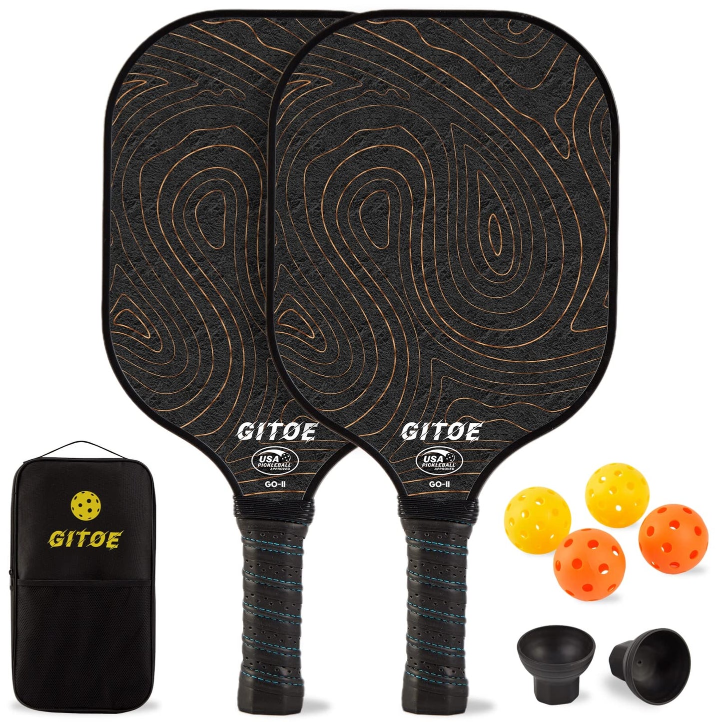 GITOE Pickleball Paddle, Lightweight Carbon Fiber, USAPA Approved Pickle Ball Single Racket, Polypropylene Honeycomb Core, Comfortable Grip and Paddle Cover, Pickleball Paddles Set Gift for All Ages