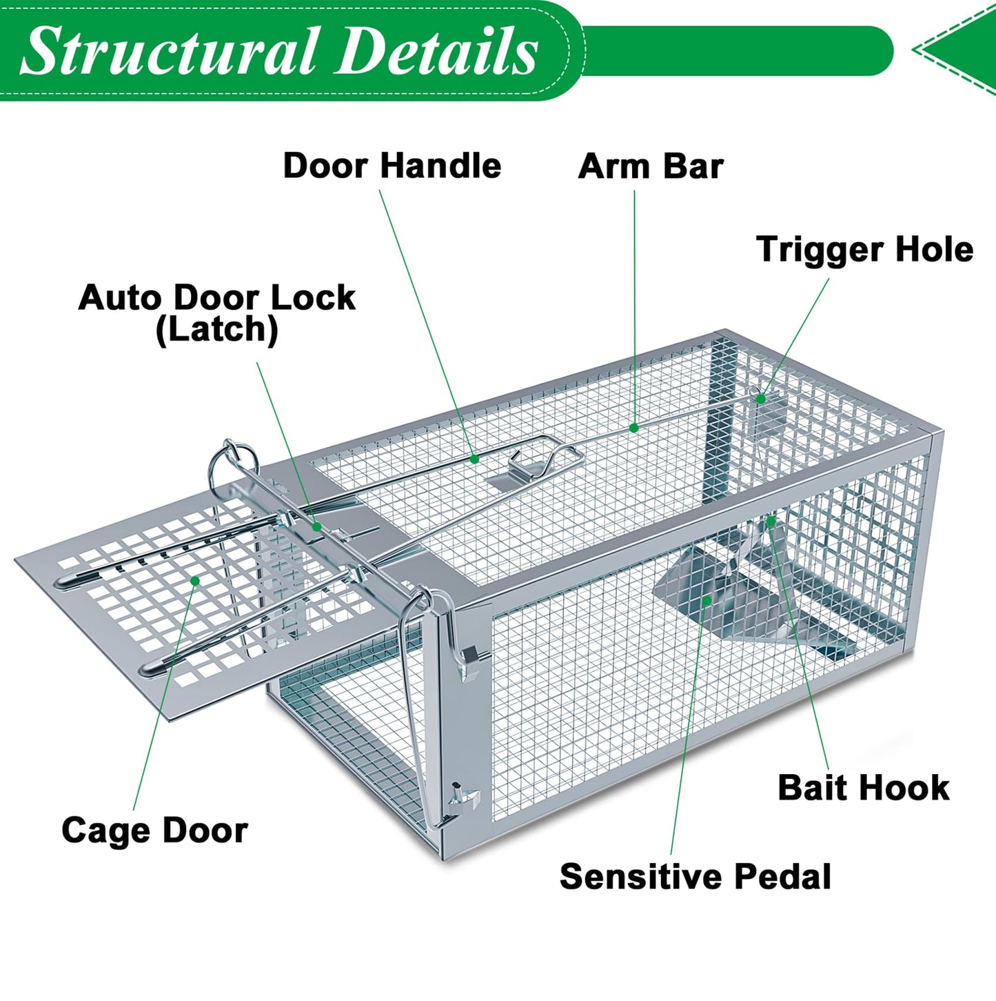 2 Packs Humane Rat Mouse Trap Outdoor Live Animal Cage Indoor & Outdoor
