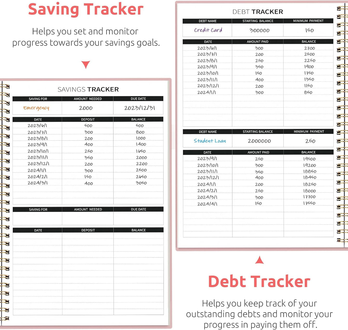 Monthly Budget Planner - Undated Expense Tracker Notebook & Bill Organizer | Finance Planner in Pink