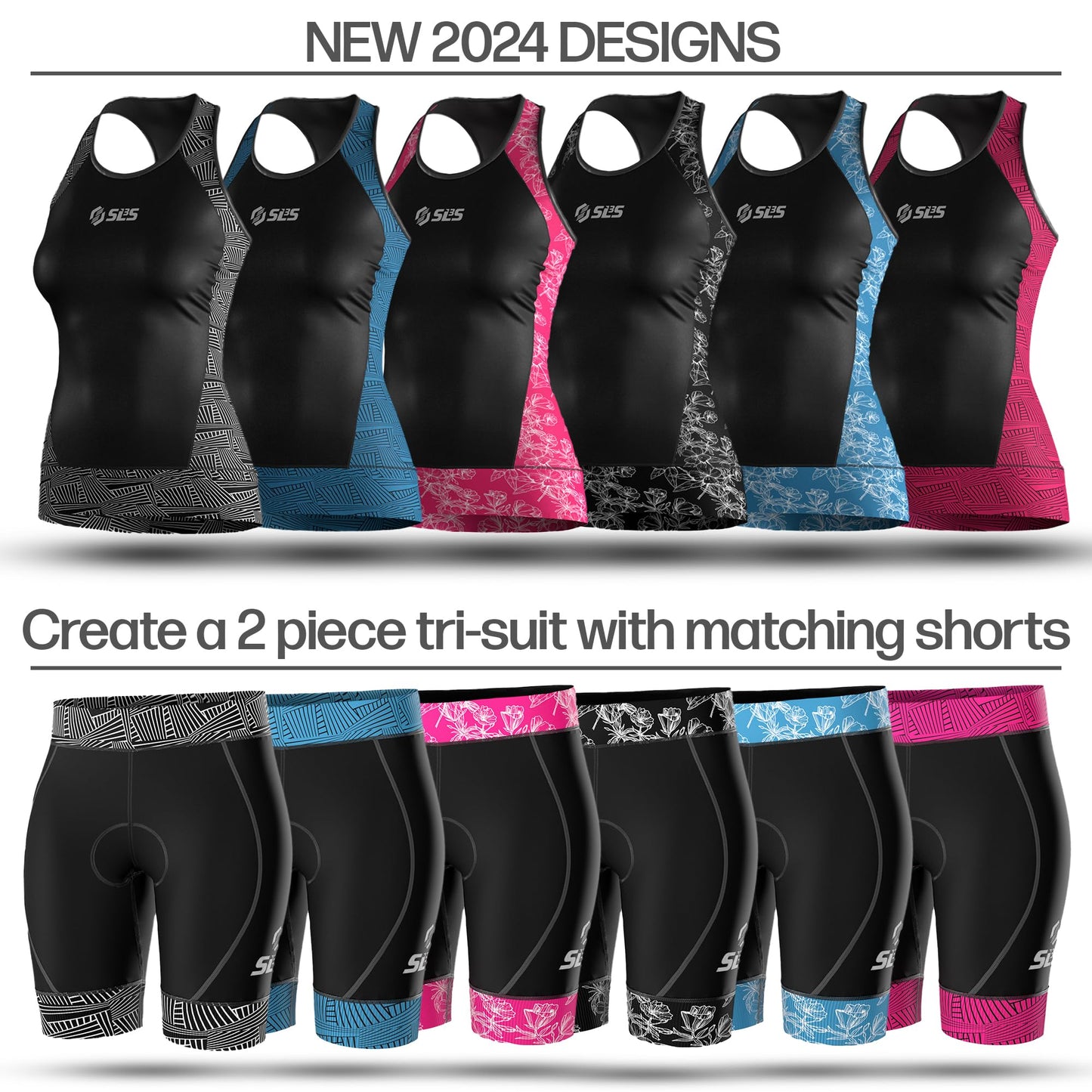SLS3 Triathlon Top Women - Sleeveless Tri Top Women - Comfortable & Great Fit Triathlon Shirts or Singlet, No Shelf Bra (Lucy Blue, Large)