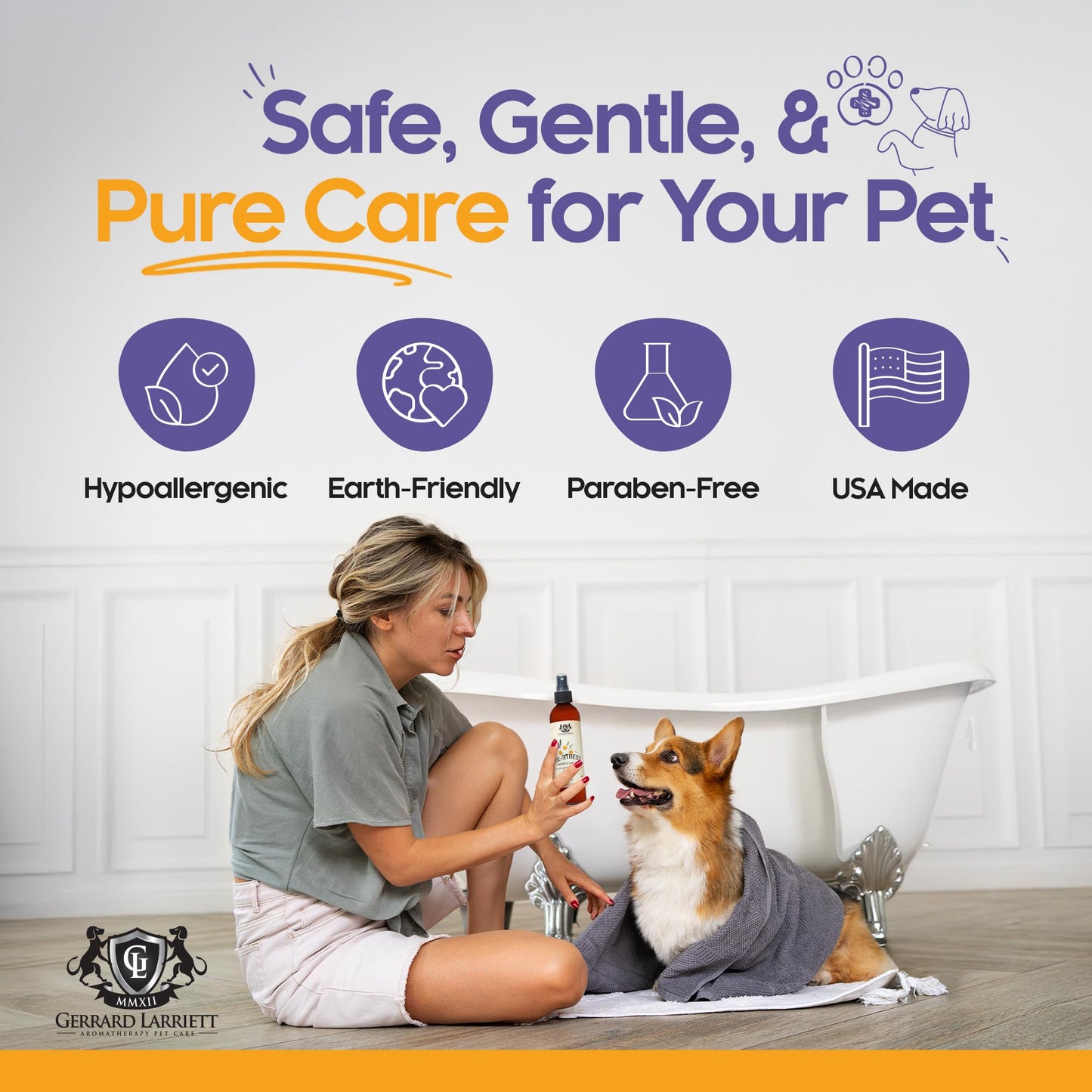 Dog Perfume Spray Long Lasting Chamomile & Lavender 8 Fl Oz, Dog Cologne Spray Long Lasting for Groomers, Calming Deodorizer Perfume for Dogs, Pet Puppy Deodorizing Fragrance by Gerrard Larriett