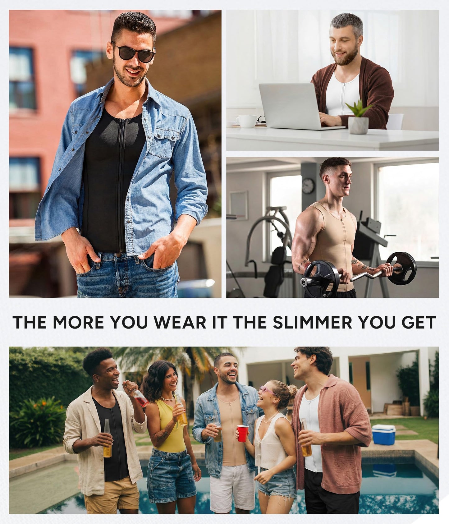 Nebility Mens Shapewear Fajas para Hombres Compression Shirt Men Body Shaper Tank Top Compression Undershirt Vest Sleeveless, Beige - 3XL