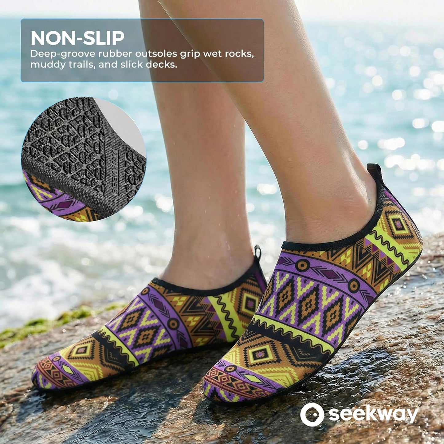 Water Shoes for Men & Women - Quick-Dry Aqua Socks | Non-Slip Barefoot Design for Beach, Swim, Pool & River - Black