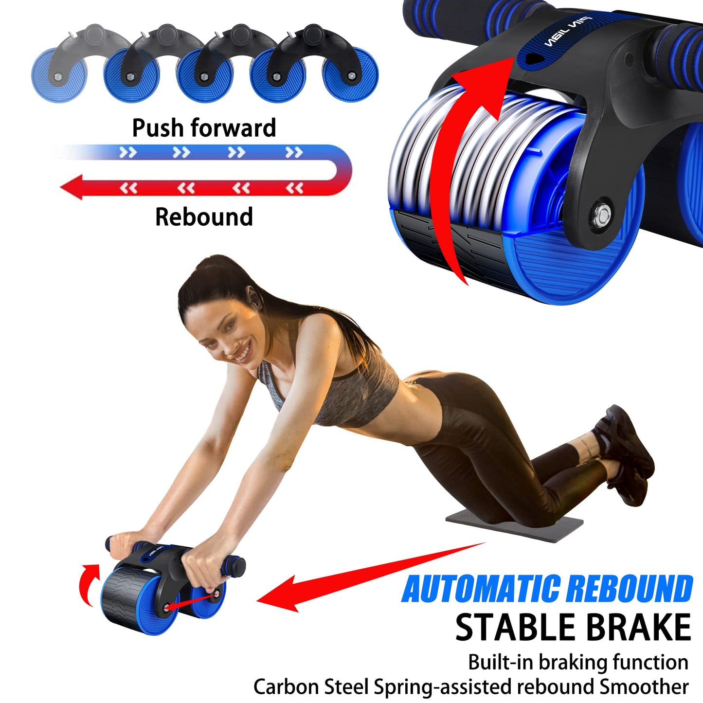 Automatic Rebound Abdominal Wheel, 2023 New Springback Wheels Roller Domestic Abdominal Exerciser, Ab Roller Wheel for Abdominal Core Strength Training, Home Gym Fitness Equipment for Abs Workout