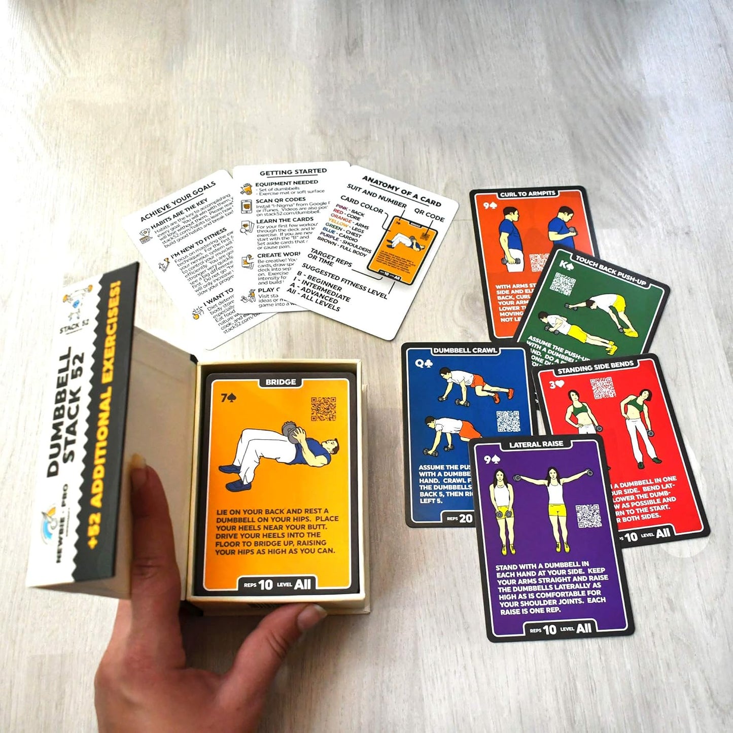 Dumbbell Exercise Cards - 52 Workout Playing Cards with Video Instructions | Perfect for Home Gym Fitness