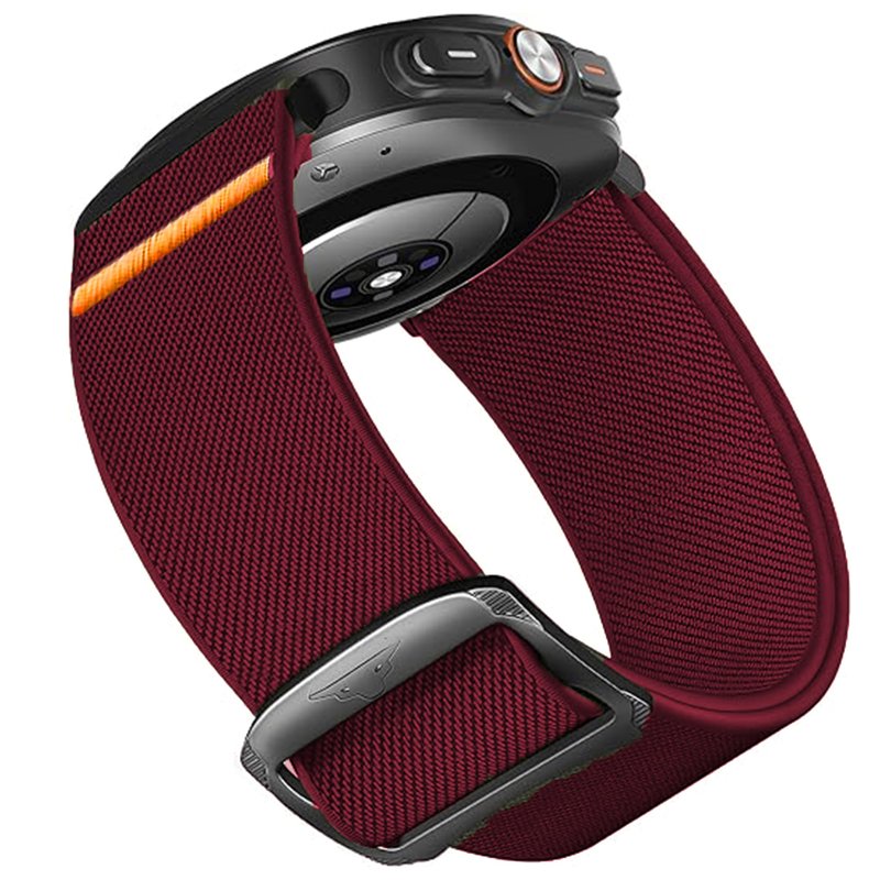 Compatible for Spade & Co Health Smartwatch 4, Quick Release Stretchy Solo Loop Adjustable Nylon Replacement Straps Compatible for Spade & Co Health Smartwatch 4 1.85 Inches (Red, 22mm size band)