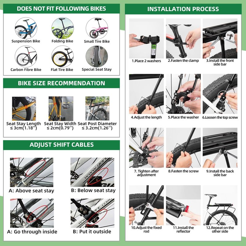 ROCKBROS Rear Bike Rack Quick Release Mountain Bike Rear Rack Aluminum Alloy Bike Cargo Rack