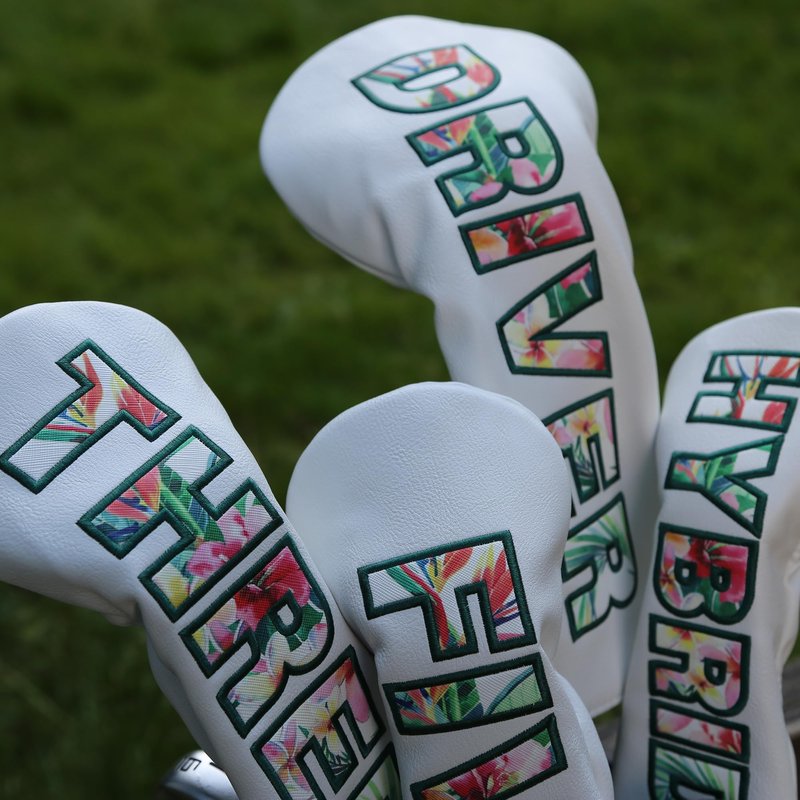 Golf Club Head Covers - Premium Leather Driver, 3 & 5 Fairway Wood, Hybrid Headcovers, Putter Covers for Blade and Mallet, and Alignment Stick Covers (Set)