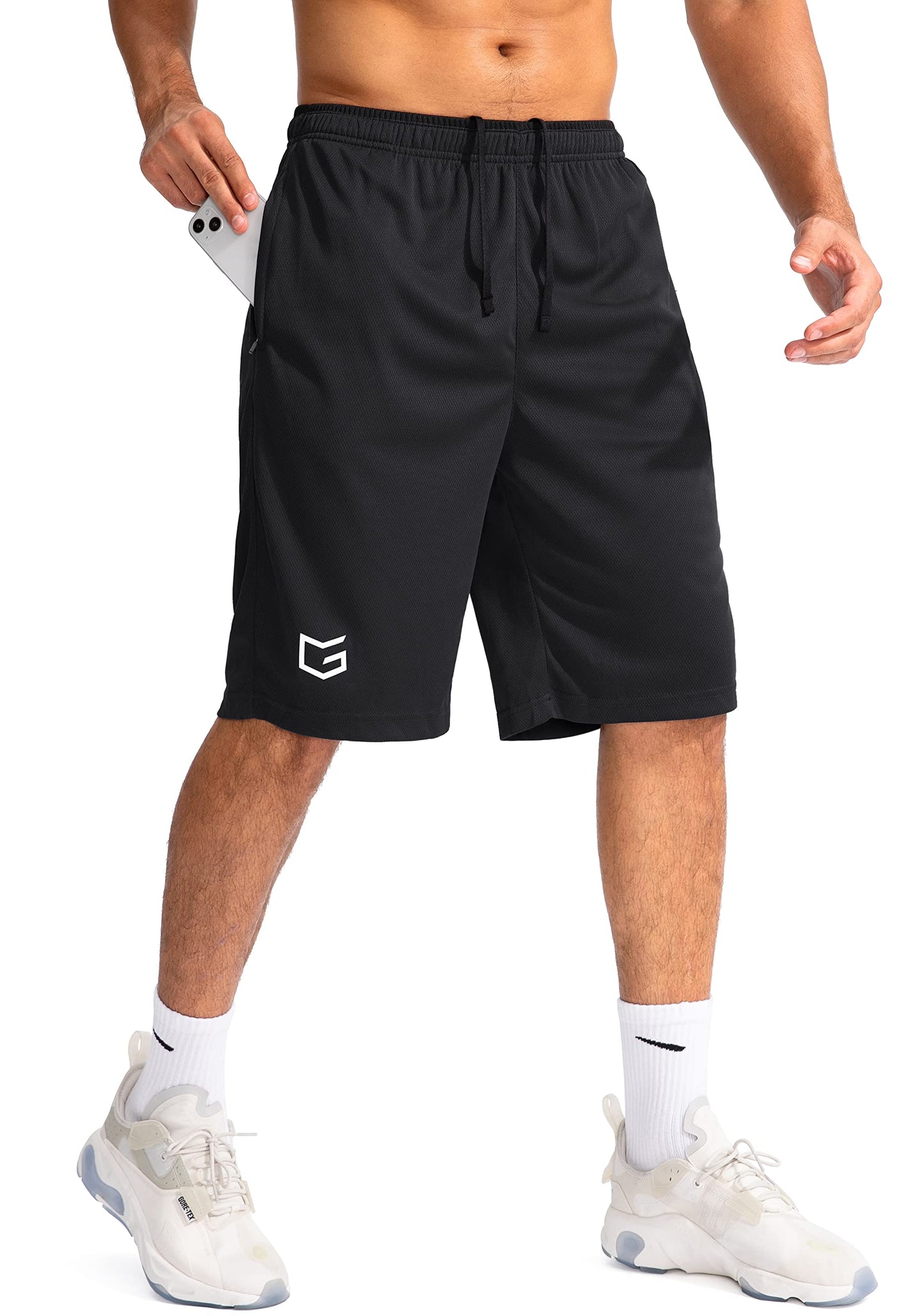 G Gradual Men's Basketball Shorts with Zipper Pockets Lightweight Quick Dry 11" Long Shorts for Men Athletic Gym