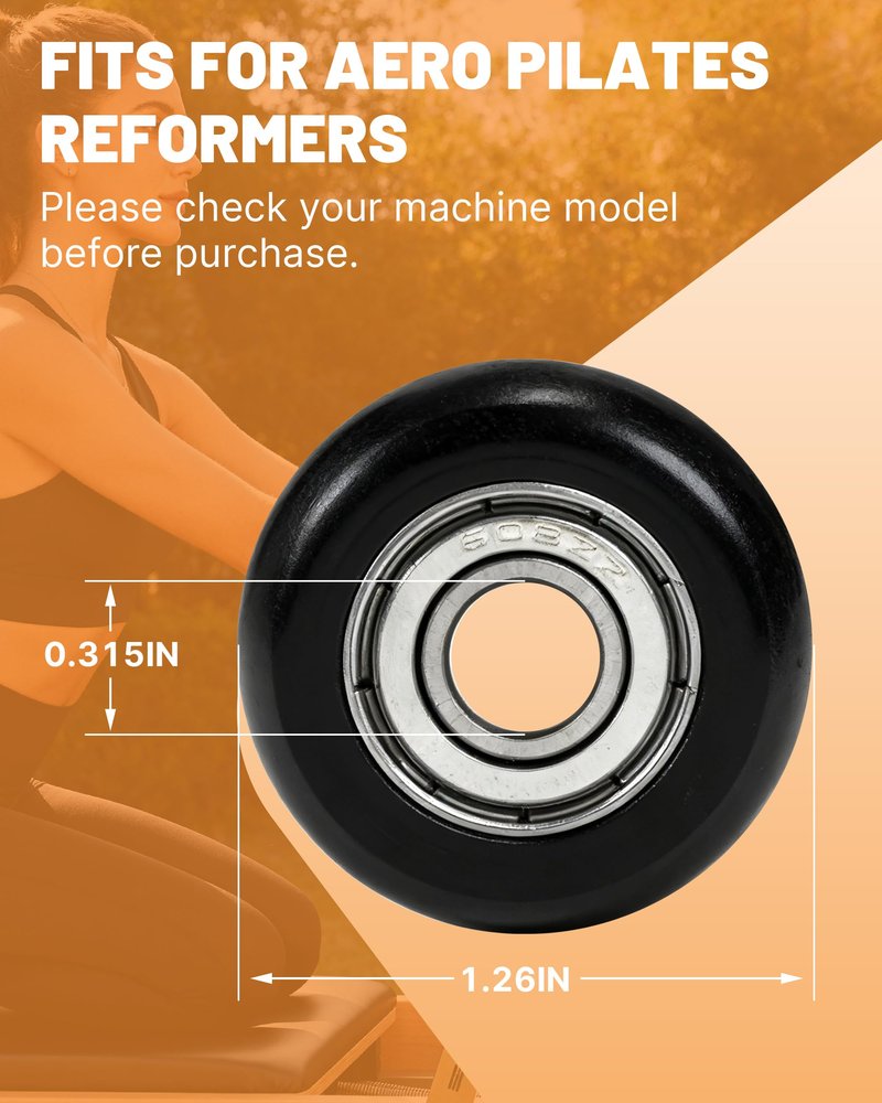 4Pcs Upgraded Roller Wheels for Aero Pilates Reformer, Smooth & Quiet, Wear-resistant, Pilates Reformer Accessories, Replacement Parts for Aero Pilates Machine, Black