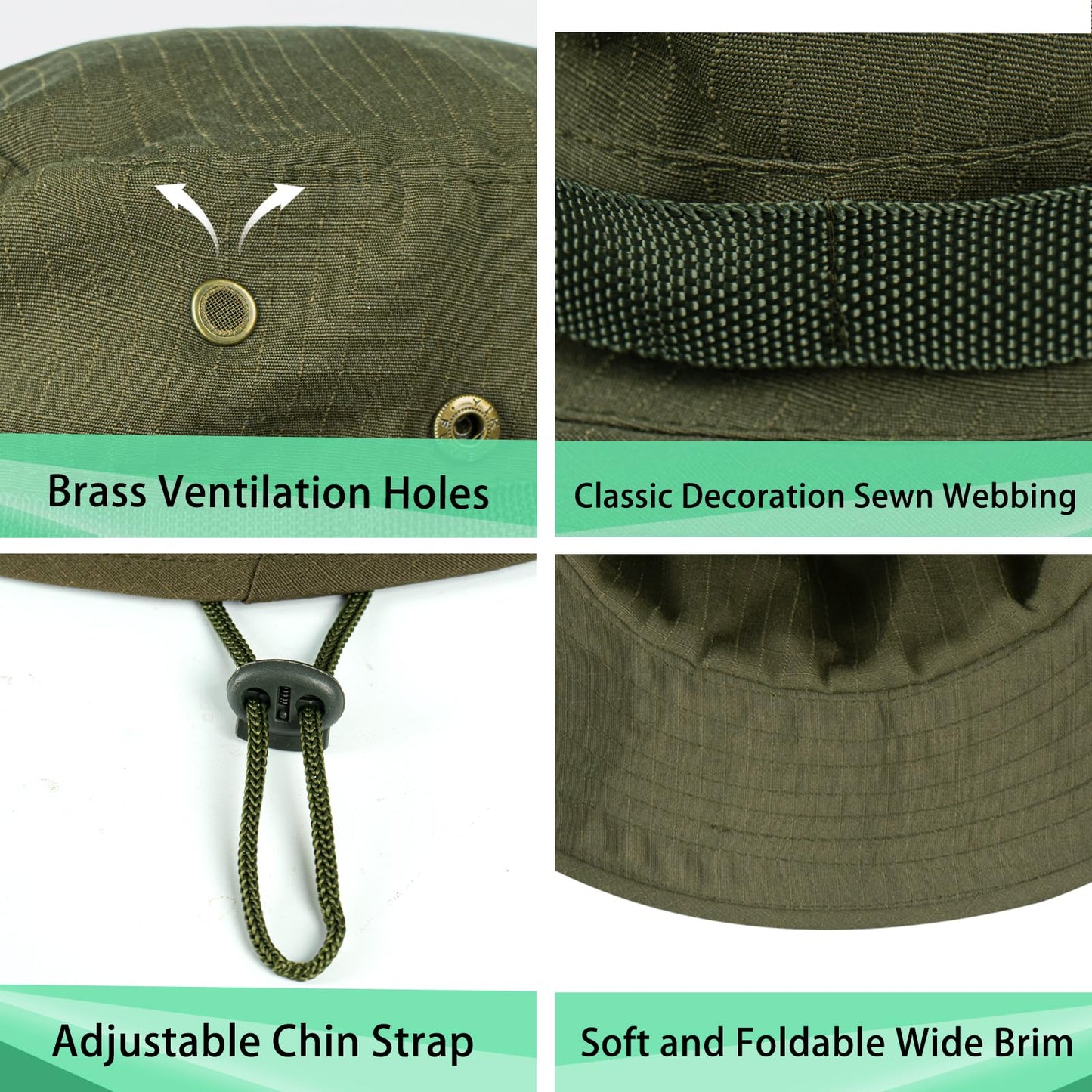 Rosoz Sun Hats for Men Women Boonie Hat UPF 50+ Bucket Hat Wide Brim UV Protection Fishing Hiking Safari Outdoor Hats