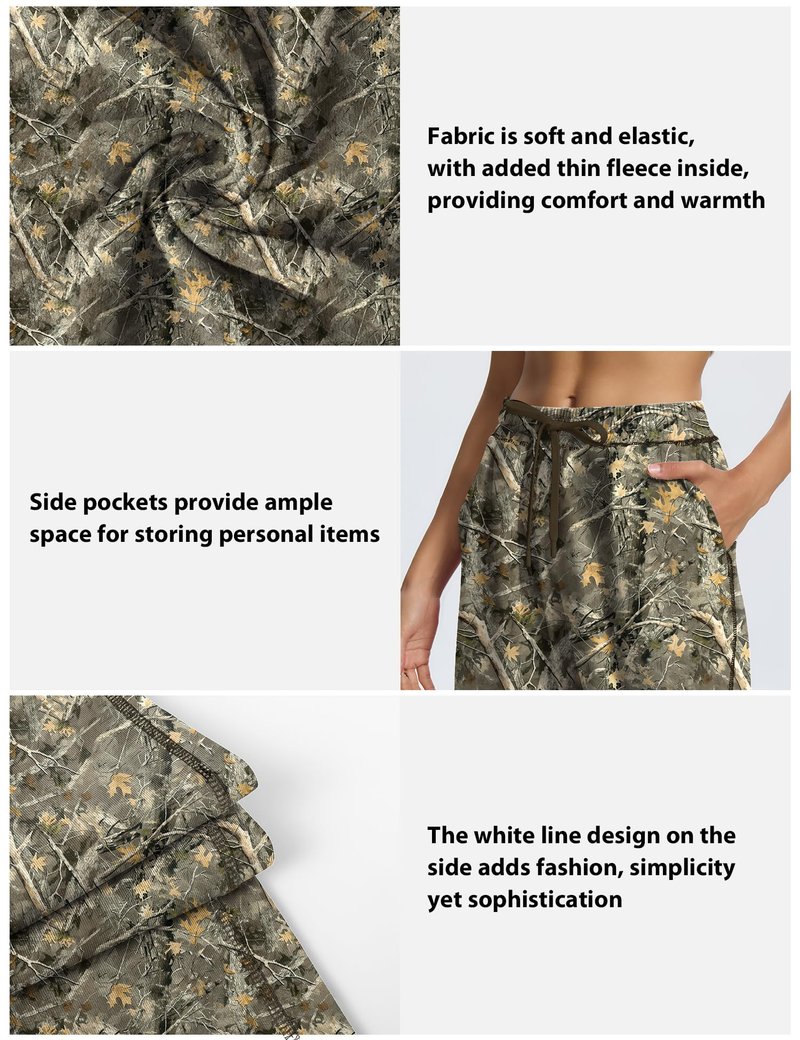 LUYAA Womens Baggy Sweatpants Wide Leg Sweatpants Women Petite Low Rise Cotton Sweatpant Dressy Casual Camo M