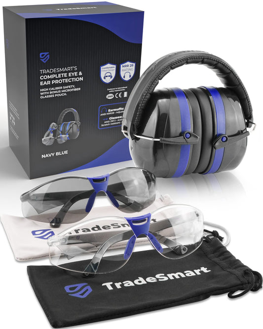 TradeSmart High-Performance Earmuffs for Shooting Range & Shooting Eye Protection Glasses + Firearm Confidence Course Included