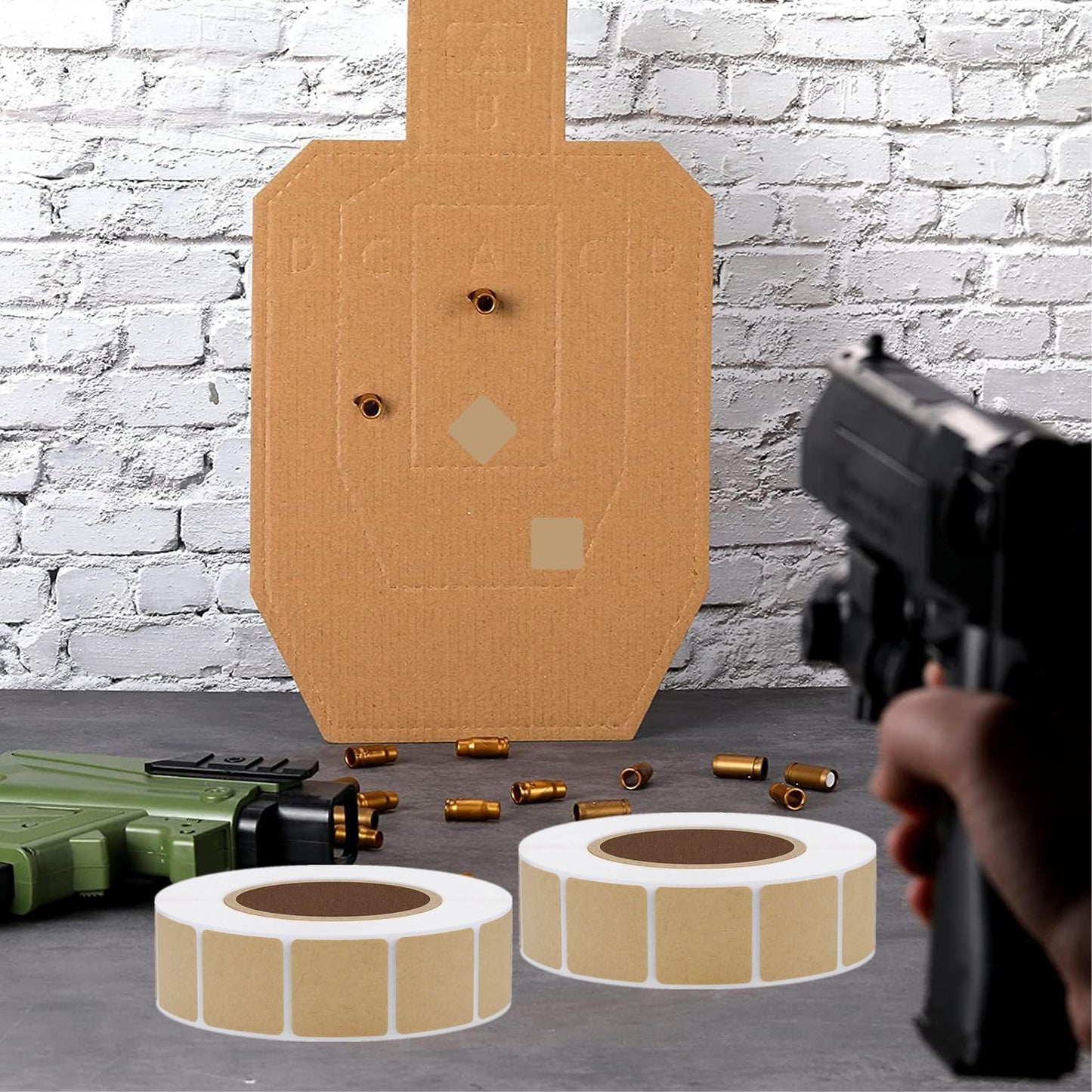 Hybsk 1000pcs Target Pasters 0.85 Inch Square Blank Kraft Stickers for Shooting Range Practice Target Repair