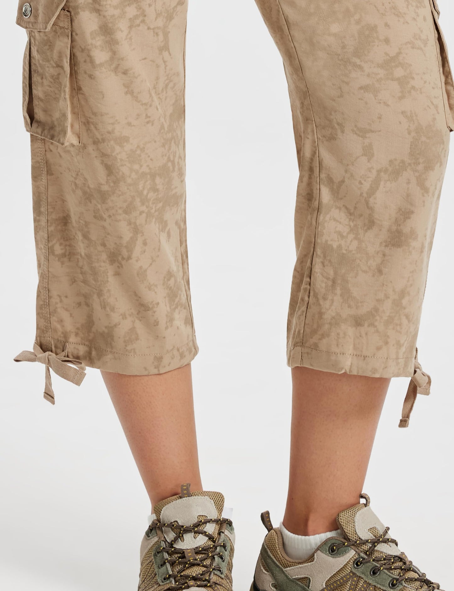 MoFiz Womens Cargo Capris Lightweight Hiking Pants Quick Dry Casual Outdoor Loose Shorts Dirty Khaki S