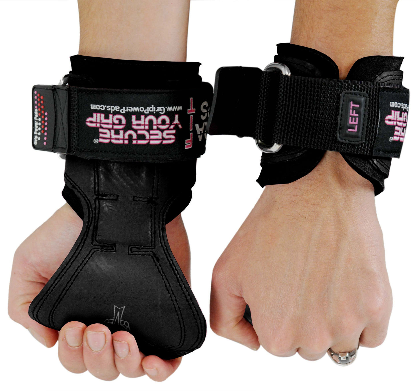 Cobra Grips Weight Lifting Gloves with Adjustable Neoprene Padded Wrist Wraps - Heavy Duty Alternative to Power Lifting Hooks for Deadlifts(FIT Black Rubber)
