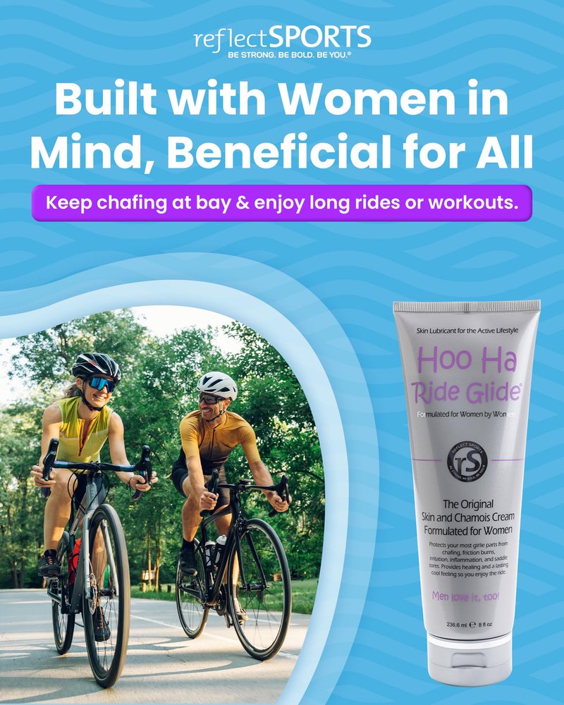 Hoo Ha Ride Glide Chamois Cream for Women & Men - Gentle Anti Chafing Formula with Lavender, Tea Tree Oil, Peppermint, & Eucalyptus Essential Oils - Ideal for Cycling, Running, Sports, & Workouts, 8oz