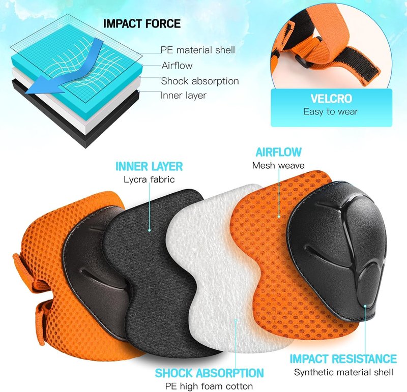 Kids Protective Gear Set - Knee Pads, Elbow Pads & Wrist Guards | 3-14 Years, Ideal for Skating & Cycling