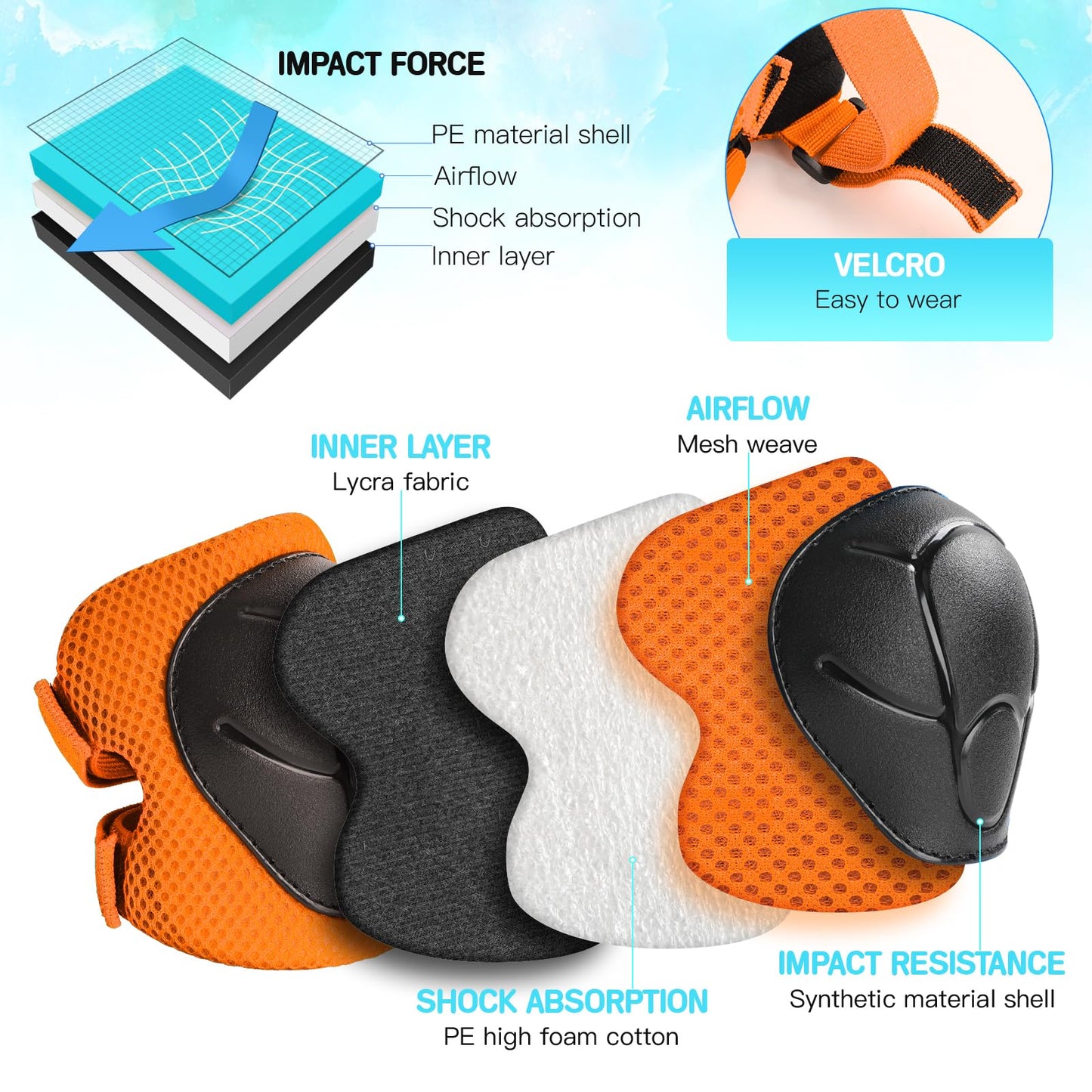 Wemfg Kids Protective Gear Set Knee Pads for Kids 3-14 Years Toddler Knee and Elbow Pads with Wrist Guards 3 in 1 for Skating Cycling Bike Rollerblading Scooter
