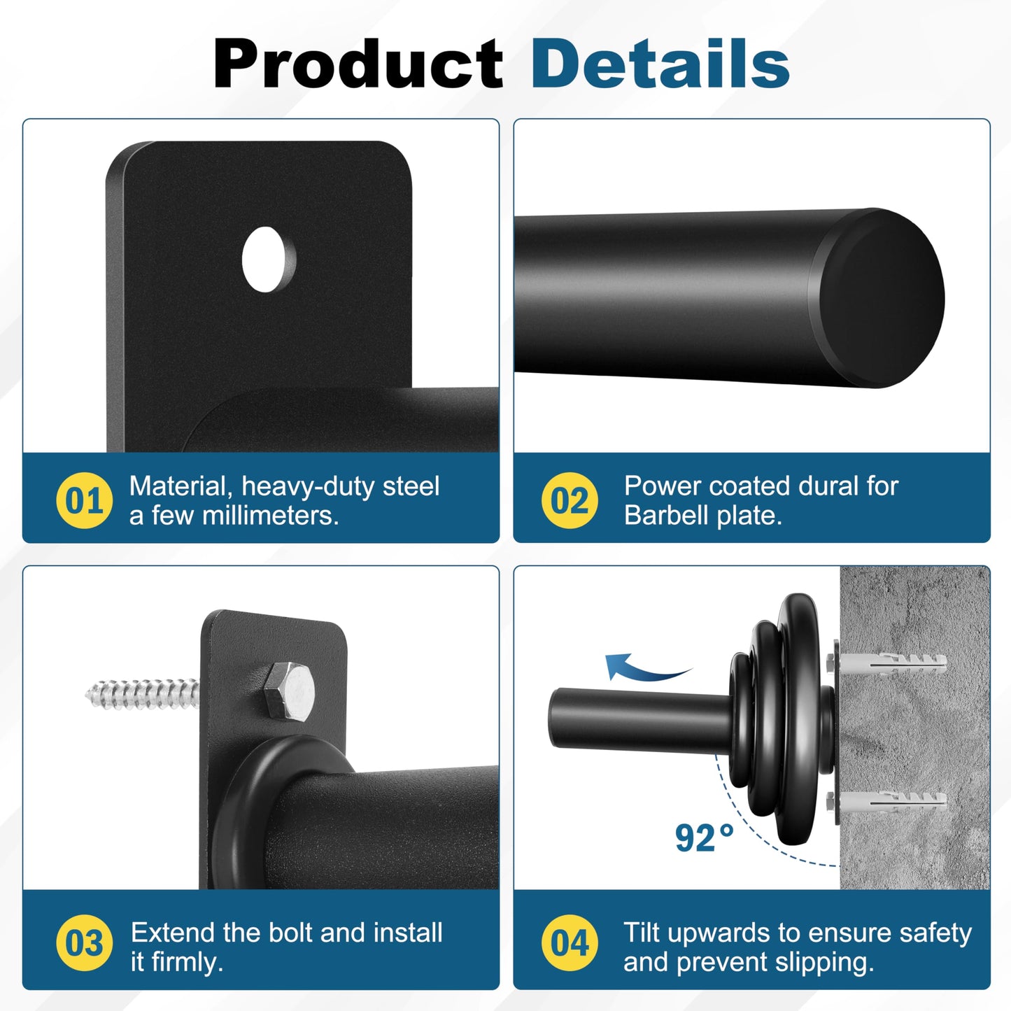 EVERYMATE Weight Plate Holder: Wall Mounted Weight Rack Storage for Olympic Weight Plate,Home Gym Organizer