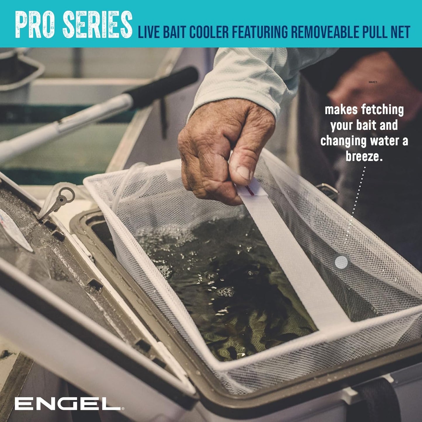 ENGEL Live Bait Cooler PRO - Portable Fishing Minnow Bucket with Rechargeable Aerator | 30 Quart Capacity