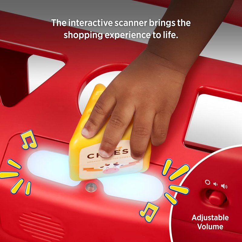 Interactive Baby Walker - Radio Flyer Scan & Sort Shopping Cart for Kids 1+ | Red with Lights & Play Food Items