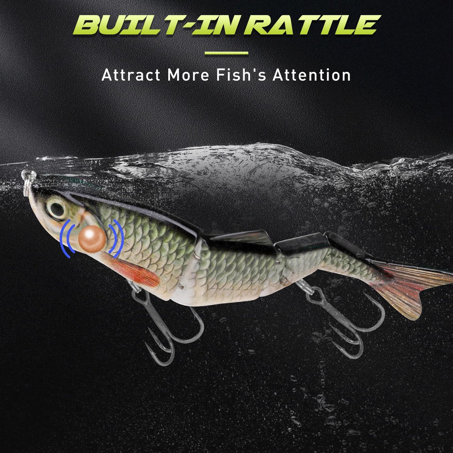 GOTOUR Fishing Lures for Freshwater or Saltwater, Easy to Use for Family Fishing Beginner and Pros, Most Lifelike Jointed Swimbait for Almost All Fishes，Slow Sinking Bass Pike Panfish Walleye Lures