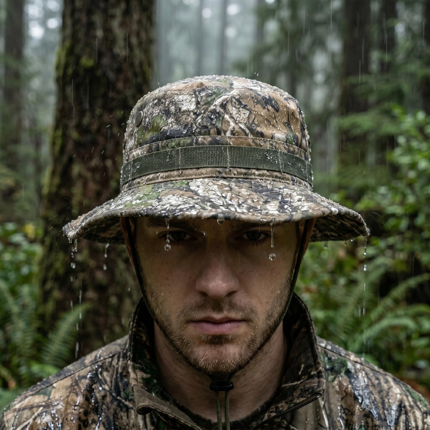 APX Camo Boonie Hat – Men's Camo Bucket Hat | Rain Hat for Men & Women Waterproof | Foldable Wide Brim Fishing Hiking Garden Beach Hat | Adjustable Chin Strap Hunting Hat