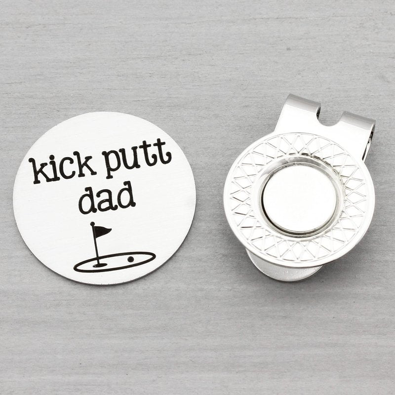 Kick Putt Dad Golf Ball Marker Hat Clip Gift for Daddy Father's Day Gift Golf Gifts for Dad from Kids Son Daughter Golfer Gift for Men