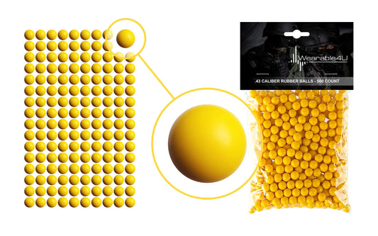 Wearable4U .43 Caliber Rubber Balls New Reusable Training Soft Rubber Balls for Paintball Guns (500 Rounds, Yellow)