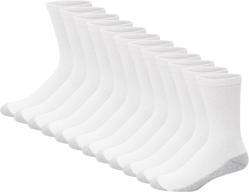 Hanes Men's Double Tough Moisture-Wicking Crew & Ankle Socks - Black & White Multi-Packs