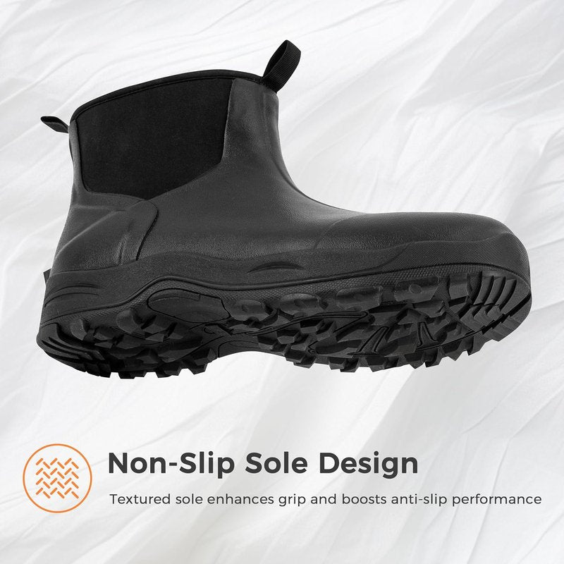 Men's Waterproof Rubber Rain Boots - Slip-On Insulated Ankle Garden Shoes | Durable Mud Work Footwear