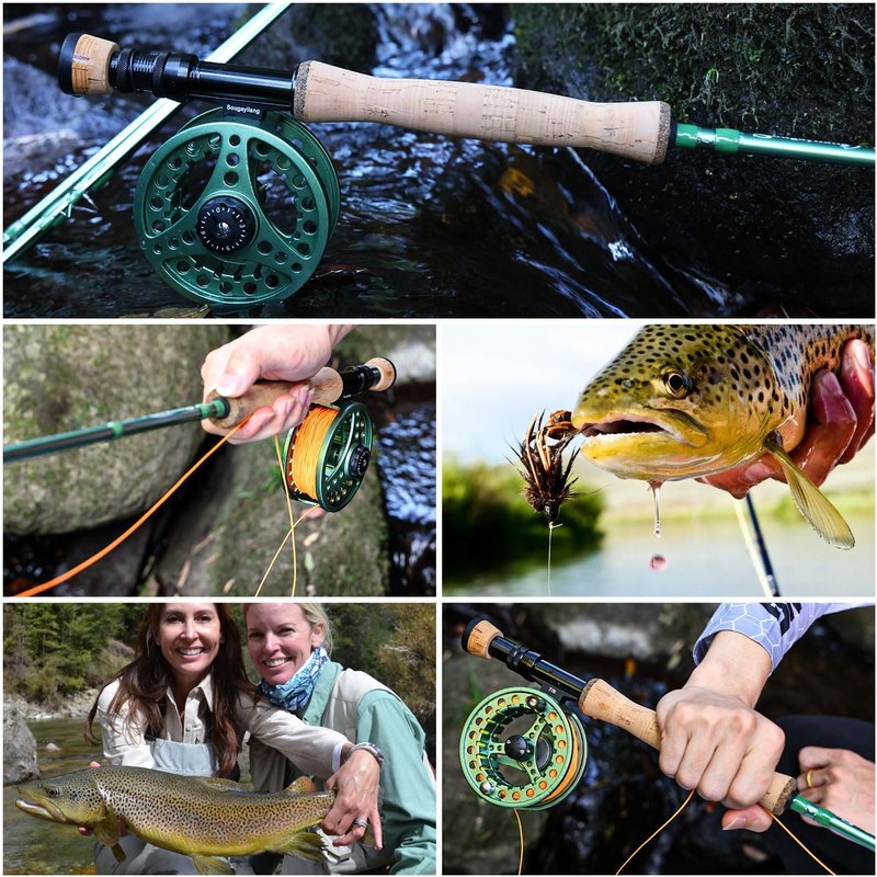 Sougayilang Fly Fishing Combo - 4 Piece Fly Rod & CNC Machined Reel | Complete Starter Package with Rod Bag